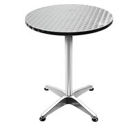 XUANYU Table Haute à Manger pour 4 Personnes, Tables Haute Cuisine en Bois et Métal, Table Mange Debout Hauteur 70/110 cm, pour Bar, Bistro, Salle à Manger (Argent φ60 x 70/110 cm, Rond)
