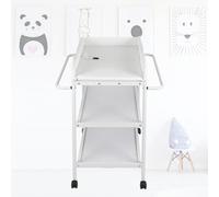XUANYU Tables à langer sur Pieds Portable et Pliable, Station à langer avec Étagère Rangement à 2 Niveaux, Commode à Langer Multifonctionnelle, Jusqu'à 130 kg, Blanc, 84×48×90 cm