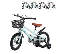 XUANYU Vélo Enfant pour 2 à 8 Ans avec Roues Stabilisatrices, Draisienne Vélos avec Pédales et Rétropédalage pour Débutant, VTC pour Fille et Garçon (Azure 16 Pouces)