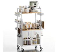 Xubialo Armoire de bar à café pour la maison, petit chariot de bar à café à roulettes à 3 niveaux, 42 x 30,5 cm, station de rangement avec rangement, table basse sur roulettes, porte-dosettes 4 K, 8