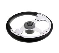 XUBOR Volant de bateau à 3 branches 13,5 pouces/340 mm diamètre avec capuchon central en alliage d'aluminium blanc noir Gouvernail arrière de navire