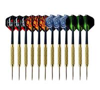 XUBX 12 pièces Jeu de Flechettes Pointes Acier, Jeu de Fléchettes à Pointe en Acier Professionnelle de 19 Grammes, Vols Pet, 4 Styles D'ailettes, Fléchettes Pointe Acier avec étui de Rangement
