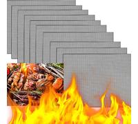XUBX Lot de 10 Grille Barbecue, Tapis de Barbecue en Maille, Anti-adhésive Réutilisables Résistants à la Chaleur pour Griller la Viande, Tapis de Cuisson pour Griller la Viande, Les Légumes, Cuisson