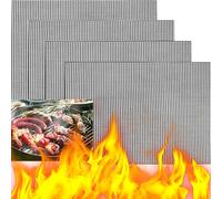 XUBX Lot de 4 Grille Barbecue, Tapis de Barbecue en Maille, Anti-adhésive Réutilisables Résistants à la Chaleur Pour Griller la Viande, Tapis de Cuisson Pour Griller la Viande, Les Légumes, La Cuisson