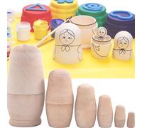 XUBX Poupées Gigognes en Bois, Poupées Russes en Bois à Peindre Soi-même, Empilables Matriochka, Poupee Russes, Non Peint Poupées en Bois, Incolore Mini Figurines Gigognes pour Décoration d'intérieur
