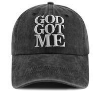 Xucamty God Got Me Christian Chapeaux pour homme et femme, casquette de baseball réglable brodée en coton Jésus Saves, Noir brodé, Taille unique