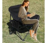 XUCHOU Chaise de Camping，Dossier Haut, Accoudoir, Porte-gobelet ，Pliante Exterieur de Plage Pliable ，pour Activités en Plein Air(Black)