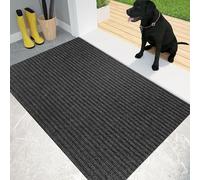 XUCHOU Tapis Entree Interieur 90 x 115 cm Microfibres Douces Absorbantes Tapis de Porte Lavable pour Chien, Entrée, Porte et Couloir, Noir