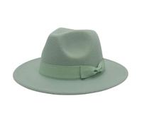 XUCZHAI Chapeau Fedora À Large Bord For Femme, Couleur Unie, Style Jazz, Idéal For Une Fête De Mariage Ou Église, Collection Automne-hiver(Green2,59-61cm)