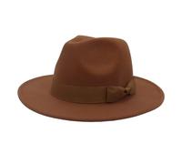 XUCZHAI Chapeau Fedora À Large Bord For Femme, Couleur Unie, Style Jazz, Idéal For Une Fête De Mariage Ou Église, Collection Automne-hiver(Khaki,59-61cm)