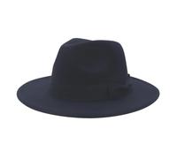 XUCZHAI Chapeau Fedora À Large Bord For Femme, Couleur Unie, Style Jazz, Idéal For Une Fête De Mariage Ou Église, Collection Automne-hiver(Dark blue,56-58cm)