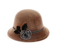 XUCZHAI Chapeau Fedoras Jazz For Femme, Dôme À Pompon, Vintage, Élégant, For L'église, For L'hiver Et L'automne(Dark khaki)