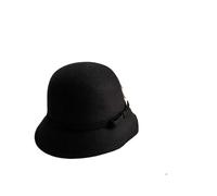 XUCZHAI Chapeau melon en feutre for femme, style héritière riche, avec nœud papillon(Black)
