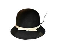 XUCZHAI Chapeau melon en feutre for femme, style héritière riche, avec nœud papillon(Black-White)