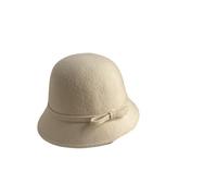 XUCZHAI Chapeau melon en feutre for femme, style héritière riche, avec nœud papillon(White)