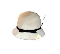 XUCZHAI Chapeau melon en feutre for femme, style héritière riche, avec nœud papillon(White-Black)