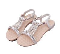 XUCZHAI Chaussures plates en caoutchouc for femmes, sandales à un mot, sans talon, sabots cristal(Silver Sandals,39)