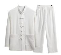 XUCZHAI Ensemble de vêtements Traditionnels for Hommes, Chemise d'automne en Lin avec Boucle, Kung Fu, Haut rétro Oriental, Pantalon Tai Chi(COLOR5,43 (85-95kg))