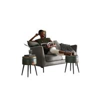 XUCZHAI Pouf de Rangement, Tabouret Coiffeuse, Cuir synthétique avec Coutures et Pieds en Acier, Charge 150 pour Salon, Chambre, EntréE(Green)