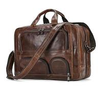 XUCZHAI Sacoche for ordinateur portable 17,3 pouces en cuir véritable, sac fourre-tout de voyage d'affaires, sacs à main for hommes, mallette(Design1 Coffee)