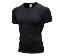 XUCZHAI T-Shirt à Manches Courtes séchage Rapide for entraînement de Gym, Course Pied, Basket-Ball, Sport athlétique(Black,M)