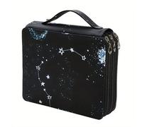 XUCZHAI Trousse à crayons 124 emplacements for l'école, grande capacité, boîte stylos for filles et garçons, sac de papeterie, organisateur, pochette 3 compartiments(Black-star)