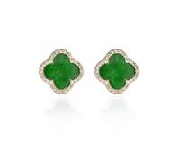 XUDEJUN Boucles d'oreilles en forme de trèfle à quatre feuilles en argent avec aiguille en trèfle serti de zircones en diamant, anti-allergique, grandes pour femmes, 0.59 inches, Argent sterling