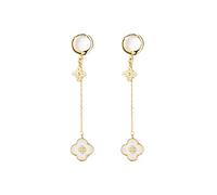 XUDEJUN Boucles d'oreilles trèfle à quatre feuilles en argent avec trèfle à quatre feuilles avec diamants et zircones hypoallergéniques, idéales pour les femmes, large, Argent sterling, Pas de gemme