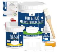 XUDOAI Peinture Baignoire Lavabo 610g, Peinture Baignoire Blanc Brillant Avec Outils, Convient pour Salle de Bain/Cuisine/Douche/Porcelaine/Evier/Céramique Rénovation des Couleurs