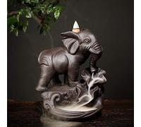 XUDREZ Brûleur d'encens à refoulement fait à la main en céramique en forme d'éléphant en forme de cascade, parfum d'intérieur