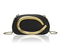 XUDREZ Pochette pour femme avec chaîne, sac à main de soirée en cuir synthétique pour fête, mariage, sac à main à bandoulière avec poignée en métal, Noir , Taille unique