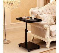 XUDREZ Table d'appoint réglable en forme de C avec 4 roulettes pivotantes à 360° pour salon, chambre à coucher, canapé, baignoire, chevet, soins infirmiers (noir)