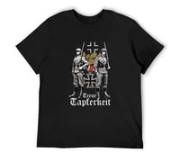 XUE BAN Bundeswehr Soldiers Iron Cross Printing T-Shirt, Cotton O-Neck Short Sleeve Men's T-Shirt Size L