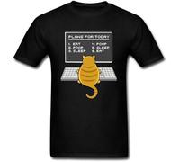 Xue Fu Rong Cat Engineer Plans for Today Top T-Shirts IT Computer Coder Programmer Normal Short Sleeve Designer O Neck Men T-Shirt Black S