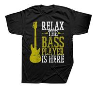 Xue Fu Rong Funny Bass Player Guitar Guitarist Music School Vintage Mens T Shirts Streetwear Short Sleeve Birthday Gifts Summer Style Mens t-Shirt T-Shirt Black S