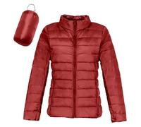 XUEBIN Veste D'hiver, Veste Mi-saison For Femme, Veste Matelassée Légère, Doudoune Chaude D'hiver, Fermeture Éclair D'automne, Doudoune, Manteau Matelassé For Femme Avec Poches(Red,M)
