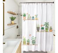 XUEDNGM Rideau de Douche Anti Moisissure 80 x 195 cm Personnalisable, Séchage Rapide, Lavable, Lesté, avec des Crochets Rideau de Douche en Polyester Anti-Moisissure, Plante en Pot