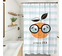 XUEDNGM Rideau de Douche Polyester 100 x 150 cm Personnalisable, Séchage Rapide, Lavable, Lesté, avec des Crochets Rideau de Douche Tissu Rideaux Salle de Bain, Vitamine mer