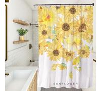 XUEDNGM Rideau Douche Anti Moisissure 160 x 140 cm Personnalisable, Lesté, Antibactérien, Lavable, avec des Crochets Rideau Baignoire pour Salle de Bains, Tournesol