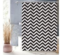 XUEDNGM Rideaux de Douche 100 x 195 cm Personnalisable, Lesté, Antibactérien, Lavable, avec des Crochets Rideau Douche Anti Moisissure Imperméable, Noir et Blanc