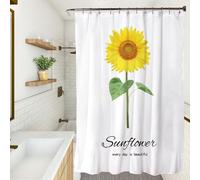 XUEDNGM Rideaux de Douche 80 x 165 cm Personnalisable, Séchage Rapide, Lavable, Lesté, avec des Crochets Rideau Baignoire, Rideaux de Douche en Imperméable, Tournesol 2