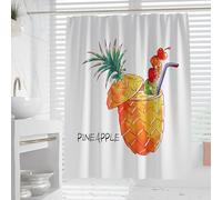 XUEDNGM Rideaux de Douche 90 x 190 cm Personnalisable, Séchage Rapide, Lavable, Lesté, avec des Crochets Rideau Douche Anti Moisissure Imperméable, Ananas
