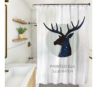XUEDNGM Rideaux de Douche sur Mesure 170 x 240 cm Personnalisable, Lavable en Machine, Lesté, Séchage Rapide, avec des Crochets Rideau de Douche Tissu Rideaux Salle de Bain, Wapiti