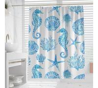 XUEDNGM Rideaux de Douche sur Mesure 80 x 170 cm Personnalisable, Séchage Rapide, Lavable, Lesté, avec des Crochets Rideau de Bain Imperméable Rideau Douche Tissu, océan