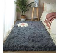 XUEDNGM Tapis à Poils Longs Tapis Salon Shaggy 50 x 100 cm Antidérapant, Pelucheux, Shaggy, Lavable Pile Douce Tapis Salon Shaggy Tapis Modernes de Salon Soft pour Salon, Chambre, Gris