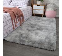 XUEDNGM Tapis de Salon à Poils Longs 130 x 130 cm Moelleux et Moderne, Dessous Antidérapant, Moelleux Tapis Salon Shaggy Longs Super Doux Tapis Chambre pour Salon, Chambre, Gris Clair