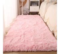 XUEDNGM Tapis de Salon à Poils Longs 140 x 230 cm Antidérapant, Pelucheux, Shaggy, Lavable Pile Douce Tapis de Salon Monochrome Tapis, Tapis de Chambre pour Salon, Chambre, Rose Clair