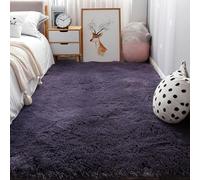 XUEDNGM Tapis de Salon à Poils Longs 150 x 170 cm Antidérapant, Pelucheux, Shaggy, Lavable - Pile Douce Moelleux Pour Chambre à Coucher, Violet Foncé