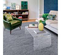 XUEDNGM Tapis de Sol Moelleux Shaggy 113 x 113 cm Dessous Antidérapant, Lavable à 30 Degrés, Super Doux Tapis Anti Slip Moelleux Chambre Tapis Rectangle pour Salon, Chambre à Coucher, Gris