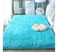 XUEDNGM Tapis de Sol Moelleux Shaggy 160 x 190 cm Moelleux et Moderne, Dessous Antidérapant, Moelleux Salon Moderne Tapis de Sol Tapis Moderne à Poils pour Salon, Chambre, Bleu Ciel